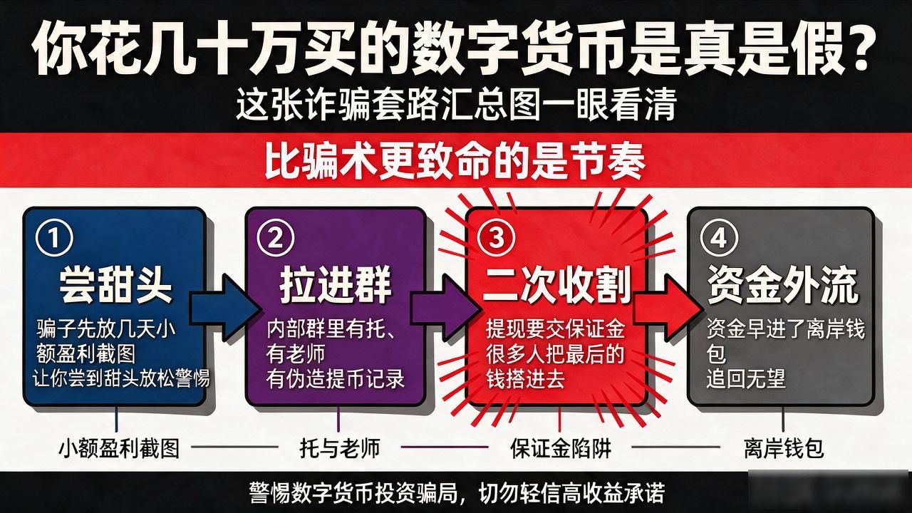 你花几十万买的数字货币是真是假？这张诈骗套路汇总图一眼看清