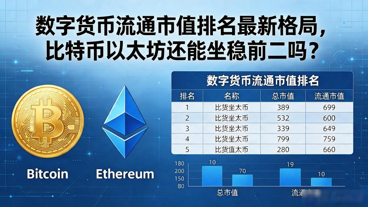 数字货币流通市值排名最新格局，比特币以太坊还能坐稳前二吗